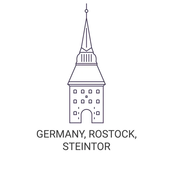 罗斯托克 Steintor旅行地标线矢量图解 — 图库矢量图片