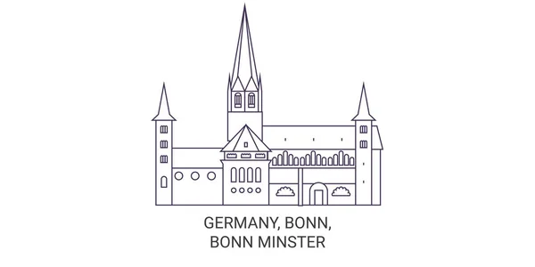 Deutschland Bonn Bonn Münster Reise Meilenstein Linienvektorillustration — Stockvektor