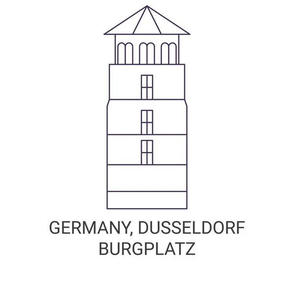 Jerman Dusseldorfburgplatz Perjalanan Garis Vektor Ilustrasi Markah Tanah - Stok Vektor