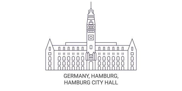 Alemania Hamburgo Ayuntamiento Hamburgo Recorrido Hito Línea Vector Ilustración — Archivo Imágenes Vectoriales