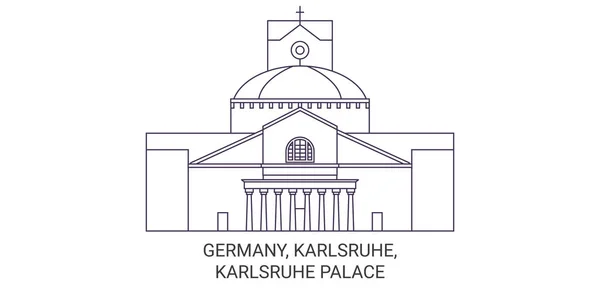 Alemania Karlsruhe Palacio Karlsruhe Recorrido Hito Línea Vector Ilustración — Vector de stock