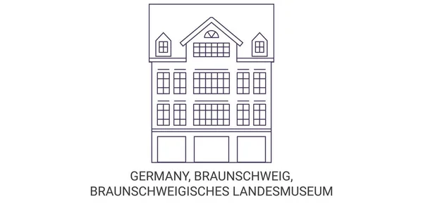 Jerman Braunschweig Braunschweigisches Ilustrasi Vektor Garis Markah Tanah Landesmuseum - Stok Vektor