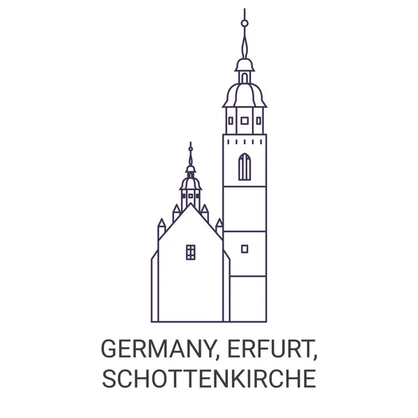 Allemagne Erfurt Schottenkirche Travel Illustration Vectorielle Ligne — Image vectorielle