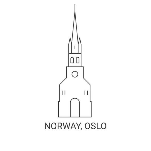 Norway Oslo Travel Landmark Line Vector Illustration — Stock Vector