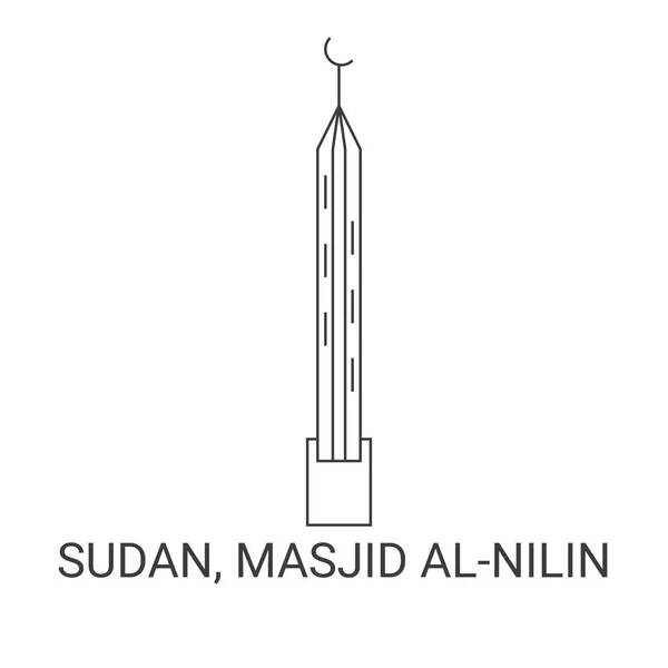 Súdán Masjid Alnilin Ukázka Vektorové Linie Cesty — Stockový vektor