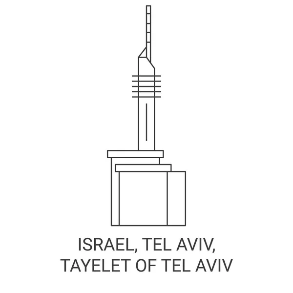 Israel Tel Aviv Tayelet Tel Aviv Travel Landmark Line Vector — 스톡 벡터
