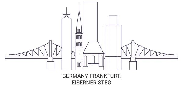 Alemania Frankfurt Eiserner Steg Recorrido Hito Línea Vector Ilustración — Vector de stock