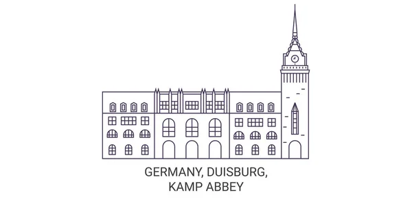 Alemania Duisburg Kamp Abbey Viaje Hito Línea Vector Ilustración — Vector de stock