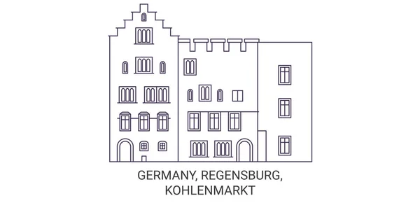 Jerman Regensburg Kohlenmarkt Gambar Vektor Garis Markah Tanah - Stok Vektor