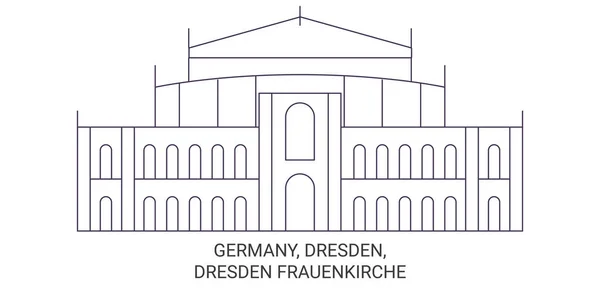 Germania Dresda Dresda Frauenkirche Viaggi Punto Riferimento Linea Vettoriale Illustrazione — Vettoriale Stock