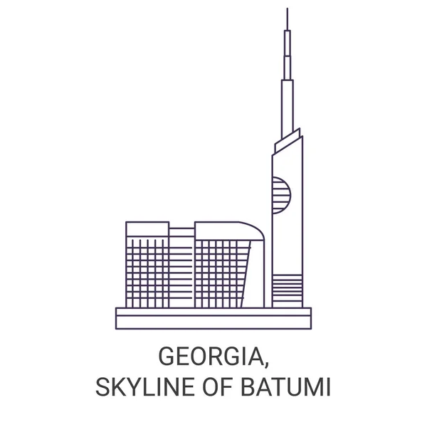 Грузия Skyline Batumi Travel Landmark Line Vector Illustration — стоковый вектор