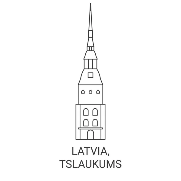 Lettland Tslaukums Reise Meilenstein Linienvektorillustration — Stockvektor