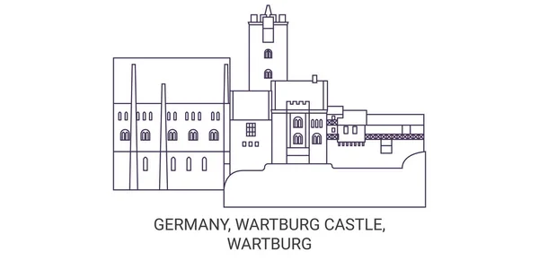 ドイツ Wartburg城 Wartburg旅行ランドマークラインベクトルイラスト — ストックベクタ