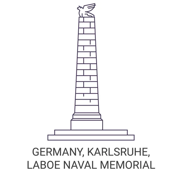 Německo Karlsruhe Laboe Námořní Památník Cestovní Orientační Linie Vektorové Ilustrace — Stockový vektor