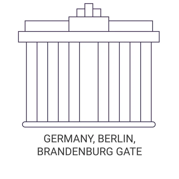 Alemanha Berlim Brandemburgo Gate Viagem Marco Linha Vetor Ilustração —  Vetores de Stock