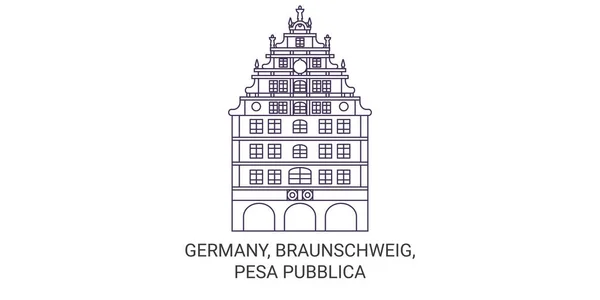 Tyskland Braunschweig Pesa Pubblica Resa Landmärke Linje Vektor Illustration — Stock vektor