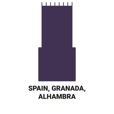 İspanya, Granada ve Alhambra seyahat çizgisi vektör ilüstrasyonu
