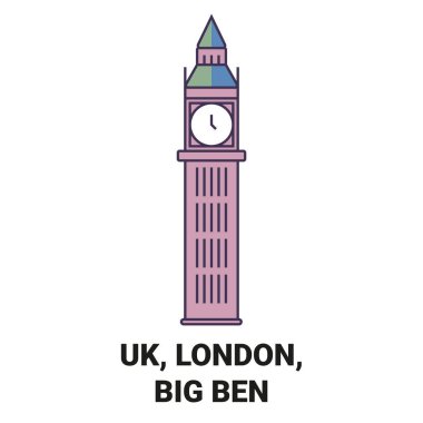 İngiltere, Londra, Big Ben seyahat çizgisi vektör ilüstrasyonu
