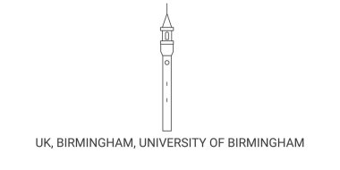 İngiltere, Birmingham, Birmingham Üniversitesi, seyahat çizgisi çizgisi çizimi