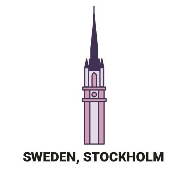 İsveç ve Stockholm seyahat çizgisi vektör illüstrasyonu