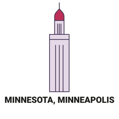Birleşik Devletler, Minnesota, Minneapolis seyahat çizgisi vektör ilüstrasyonu