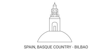 İspanya, Bask Ülkesi Bilbao seyahat çizgisi vektör illüstrasyonu