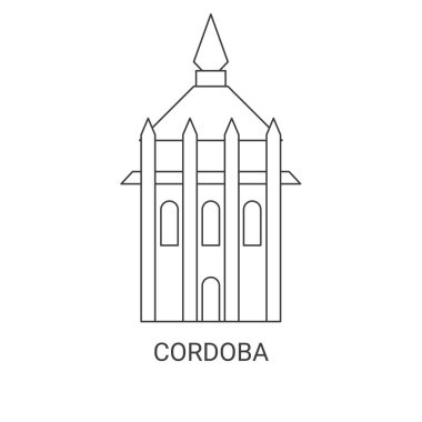 İspanya, Cordoba ve Kilise seyahat çizgisi vektör illüstrasyonu