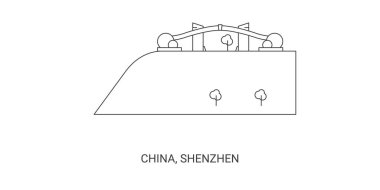 Çin ve Shenzhen seyahat çizgisi vektör çizelgesi çizimi