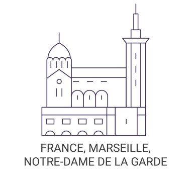 Fransa, Marsilya, Notredame De La Garde seyahat çizgisi çizgisi çizimi