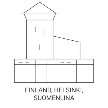 Finlandiya, Helsinki, Suomenlina seyahat çizgisi vektör ilüstrasyonu