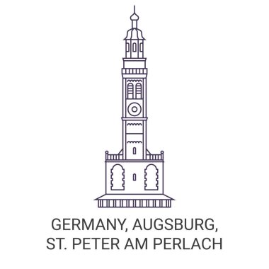 Almanya, Augsburg, St. Peter Am Perlach seyahat çizgisi vektör ilüstrasyonu