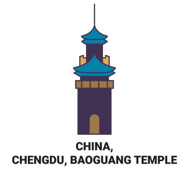 Çin, Chengdu, Baoguang Tapınağı seyahat çizgisi çizgisi çizimi