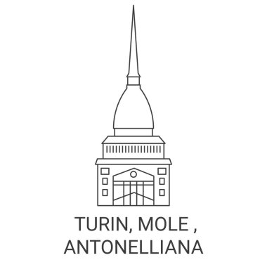 İtalya, Torino, Köstebek ve Antonelliana seyahat çizgisi çizimi