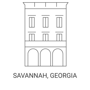 Amerika Birleşik Devletleri, Savannah ve Gürcistan seyahat çizgisi vektör ilüstrasyonu