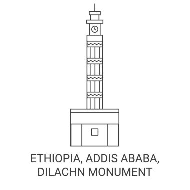 Etiyopya, Addis Ababa, Dilachn Anıtı seyahat çizgisi vektör çizimi