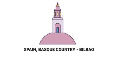 İspanya, Bask Ülkesi Bilbao seyahat çizgisi vektör illüstrasyonu