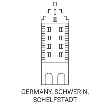 Almanya, Schwerin, Schelfstadt seyahat çizgisi vektör ilüstrasyonu