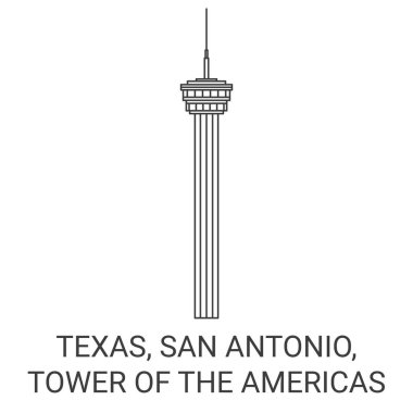 Amerika Birleşik Devletleri, Teksas, San Antonio, Amerika Kulesi seyahat çizgisi çizgisi çizimi