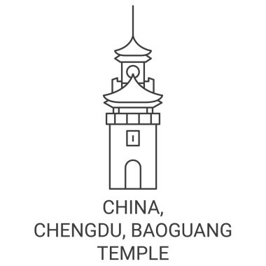 Çin, Chengdu, Baoguang Tapınağı seyahat çizgisi çizgisi çizimi