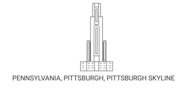 Amerika Birleşik Devletleri, Pennsylvania, Pittsburgh, Pittsburgh Skyline, seyahat çizgisi çizelgesi çizimi