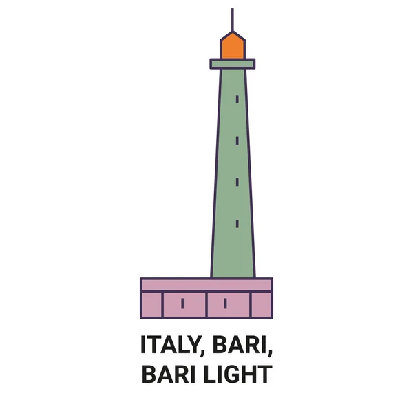 Italy Bari Bari Light Travel Landmark Line Vector Illustration — Stock Vector