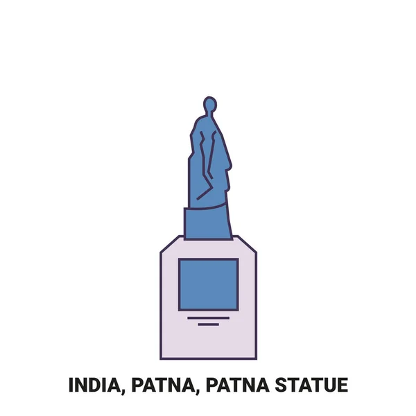 Indien Patna Patna Statue Reise Meilenstein Linienvektorillustration — Stockvektor