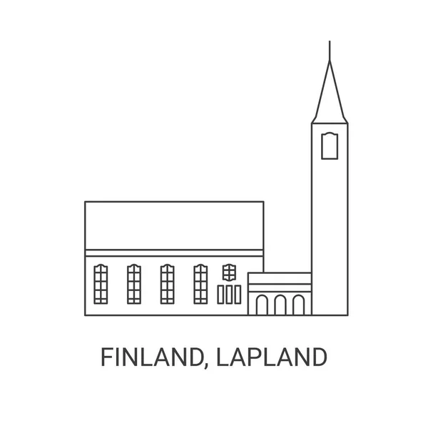 Finlandia Lapponia Viaggi Punto Riferimento Linea Vettoriale Illustrazione — Vettoriale Stock