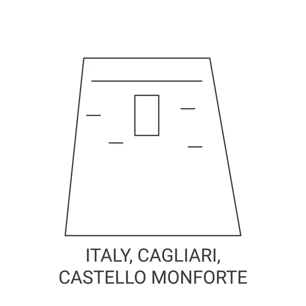 Italy Cagliari Castello Monforte Travel Landmark Line Vector Illustration — Stock Vector