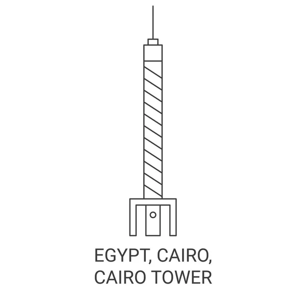 Ägypten Kairo Kairo Tower Reise Wahrzeichen Linie Vektor Illustration — Stockvektor