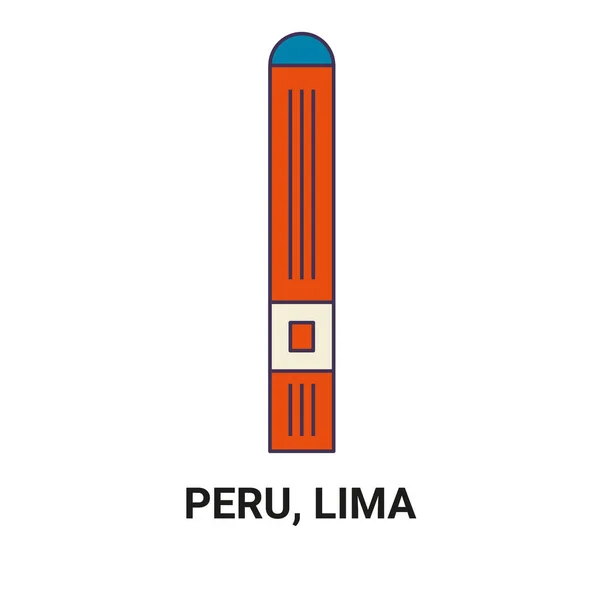 ペルー リマ旅行ランドマークラインベクトル図 — ストックベクタ