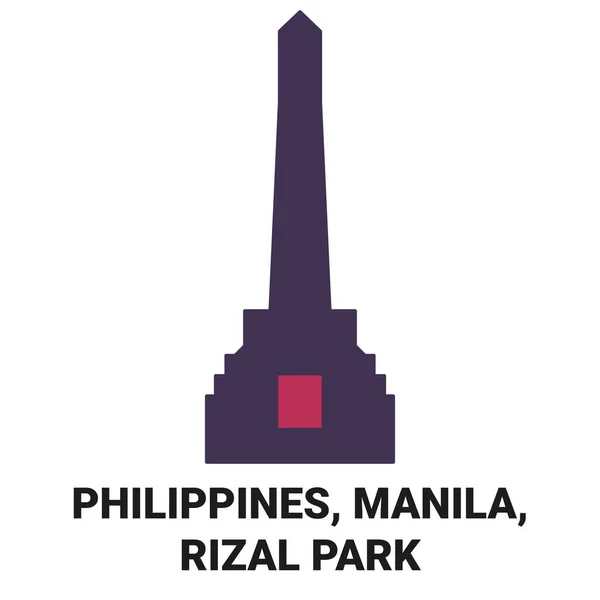 フィリピン マニラ リサールパーク旅行ランドマークラインベクトルイラスト — ストックベクタ