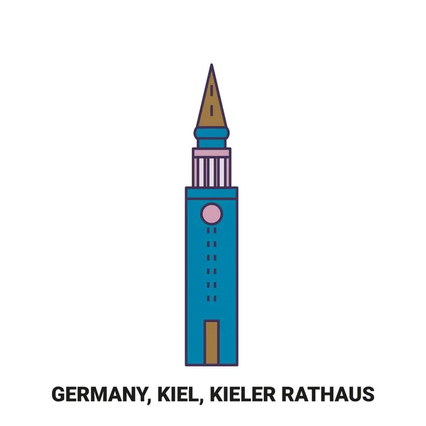 Alemania Kiel Kieler Rathaus Recorrido Hito Línea Vector Ilustración — Vector de stock