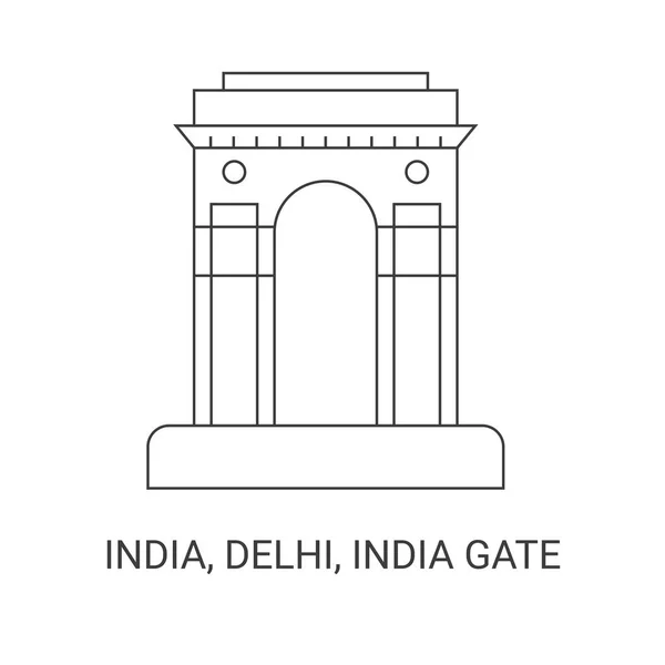 India Delhi India Gate Reizen Oriëntatiepunt Vector Illustratie — Stockvector