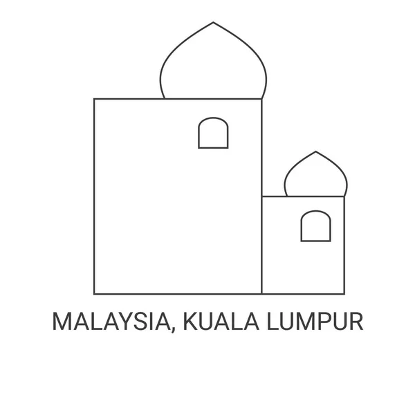 Malaysia Kuala Lumpur Travel Landmark Line Vector Illustration — Stock Vector
